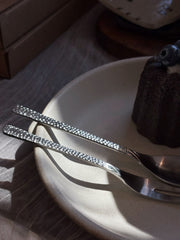 Hammered Stainless Steel Dessert Spoon/Fork (silver)