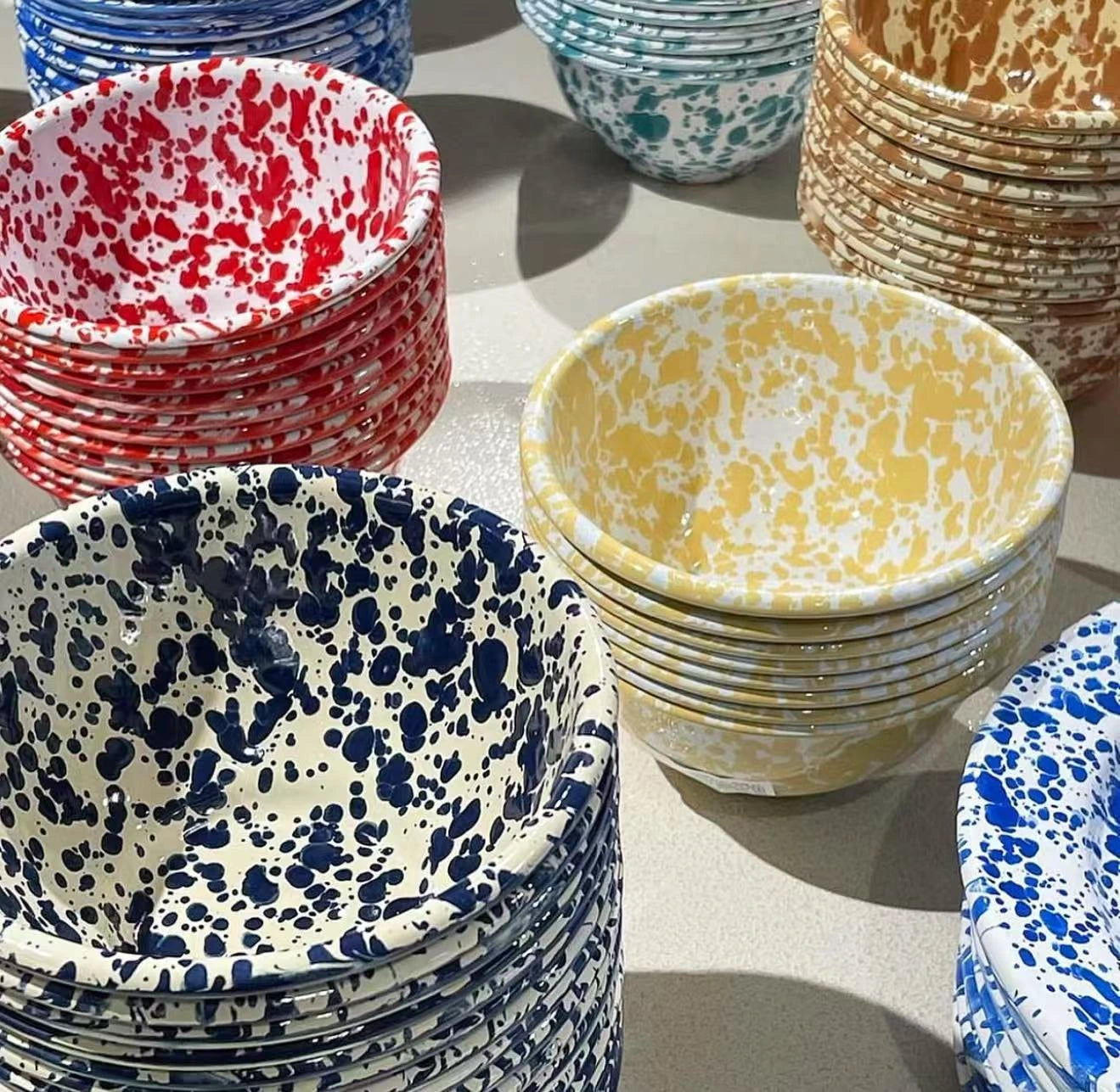 Splatter Enamelware Small Serving Bowl - Above the Table