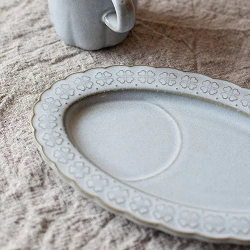 Shirotsumekusa Oval Saucer - Above the Table