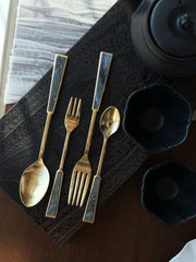 JP Acrylic Cutlery Gold Dinner spoon / fork (black)