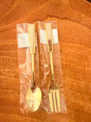 JP Acrylic Cutlery Gold Dessert spoon / fork (white)