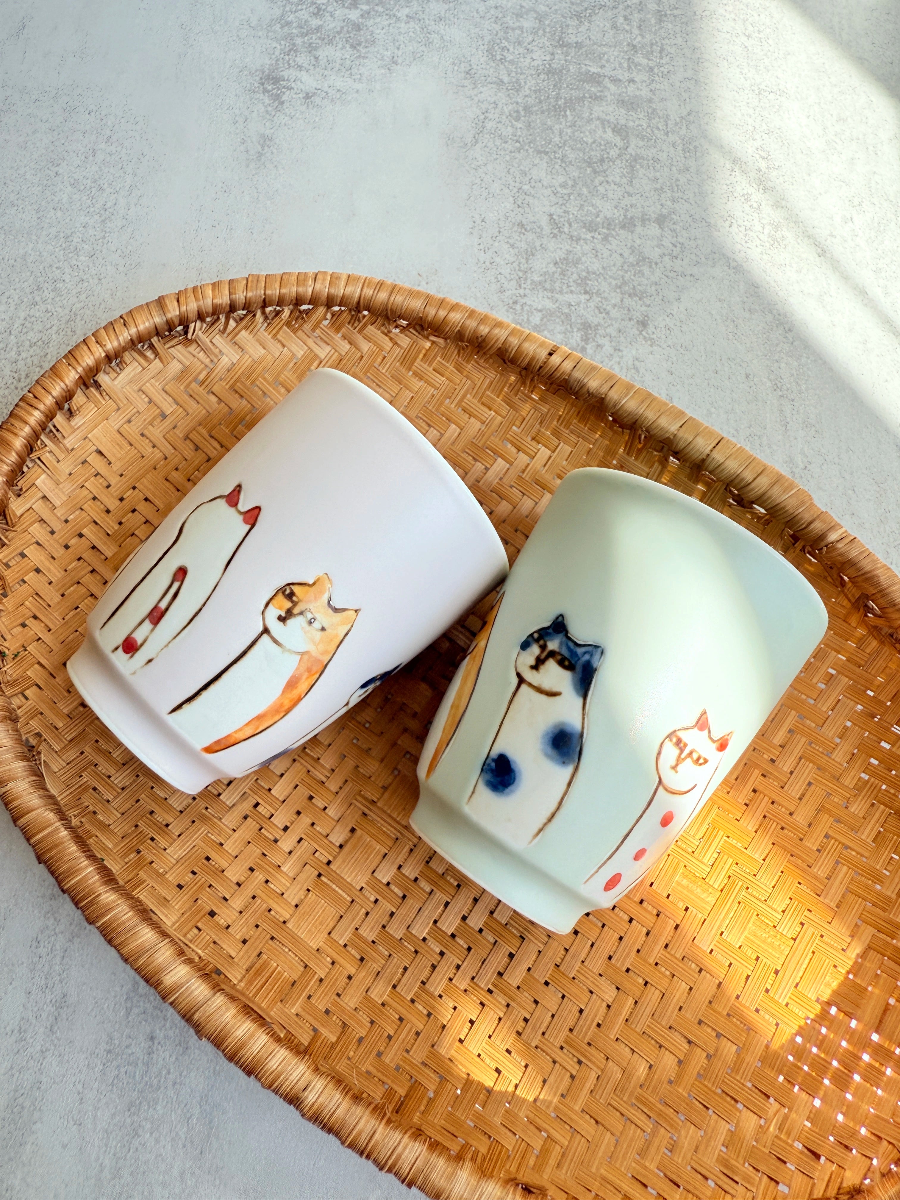 Six Cats  Rice Bowl & Cup - Above the Table