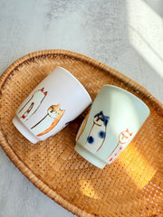 Six Cats  Rice Bowl & Cup - Above the Table