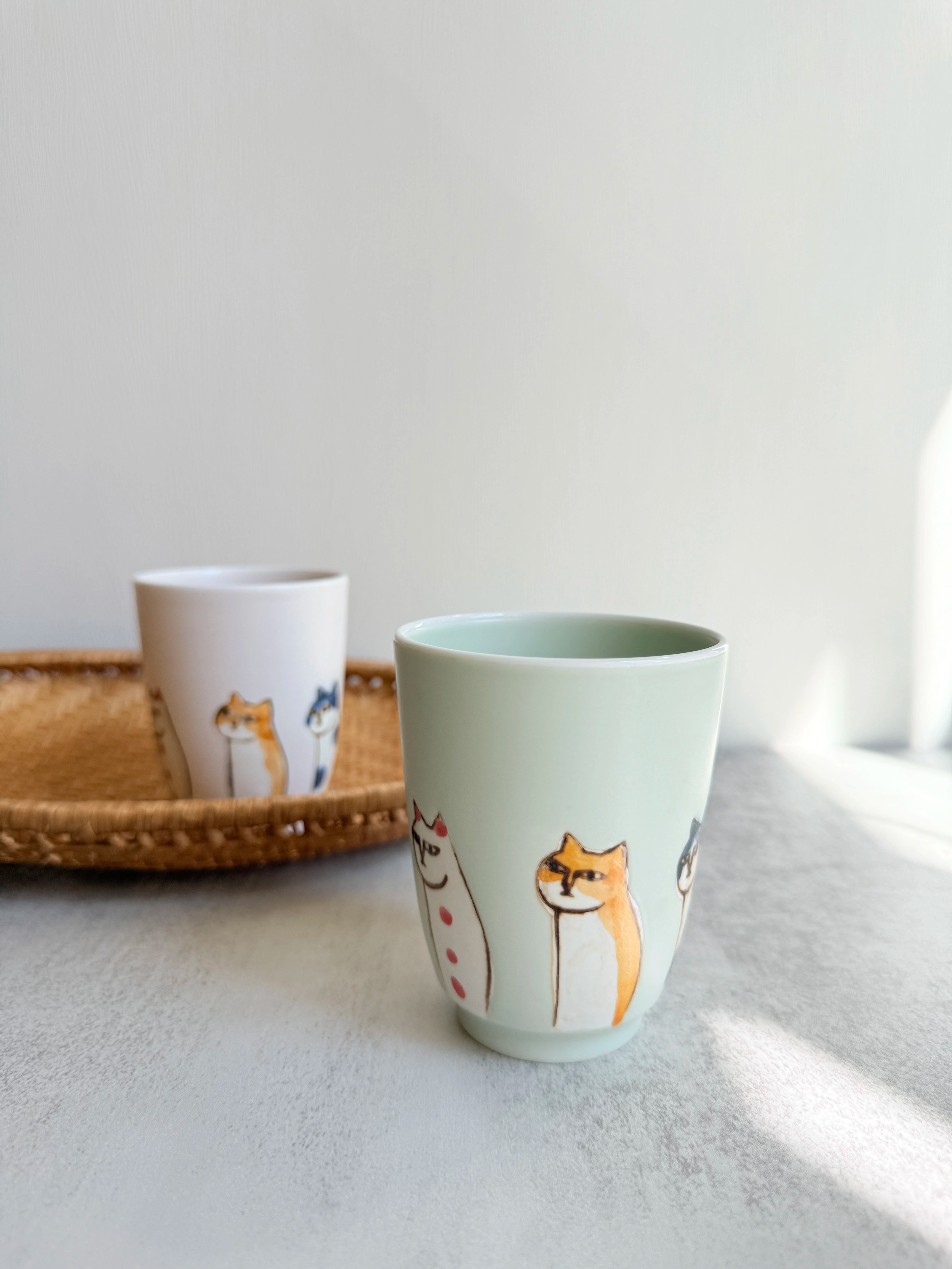 Six Cats  Rice Bowl & Cup - Above the Table