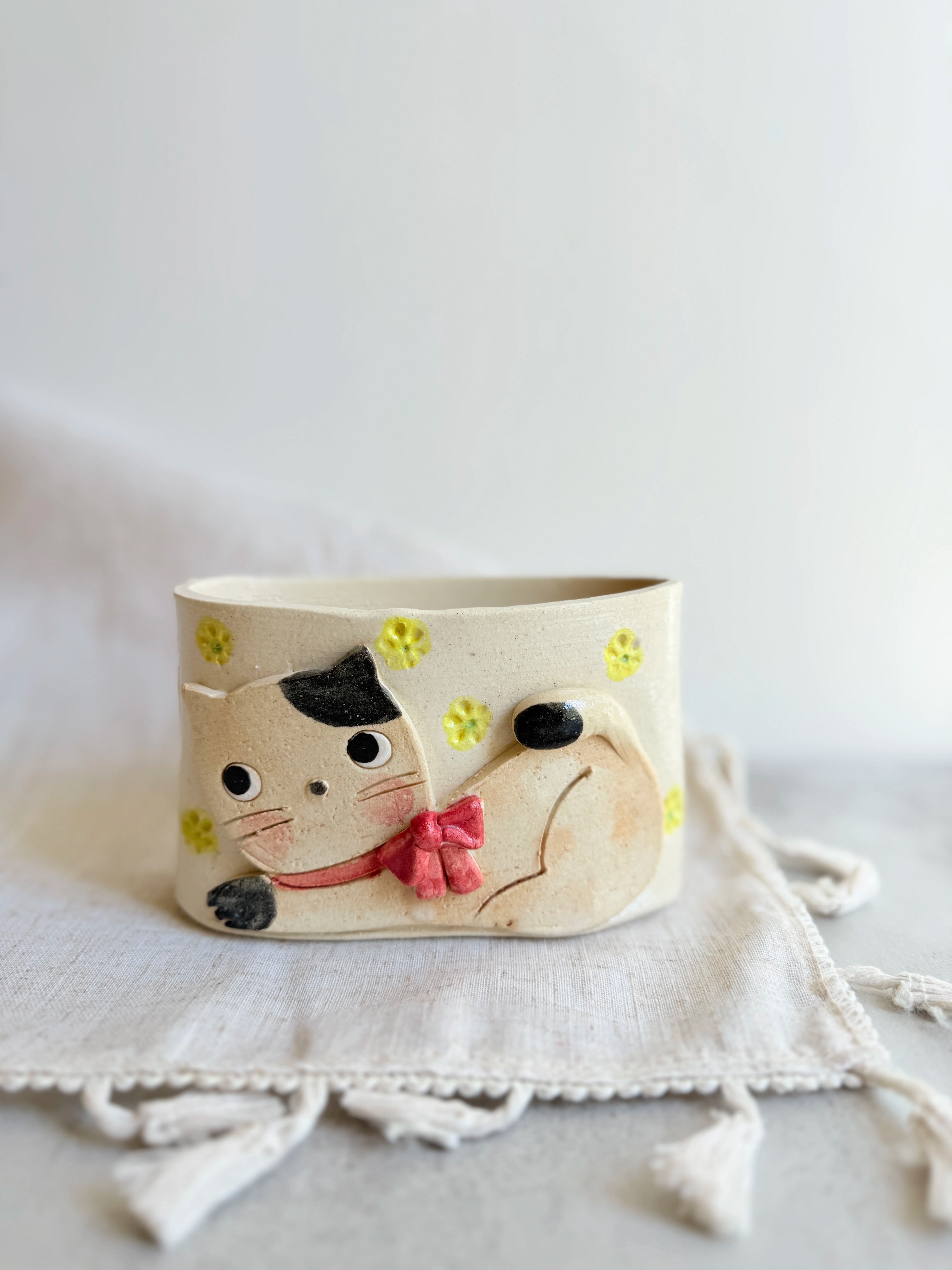Handmade Ceramic Cat Incense Holder - Above the Table