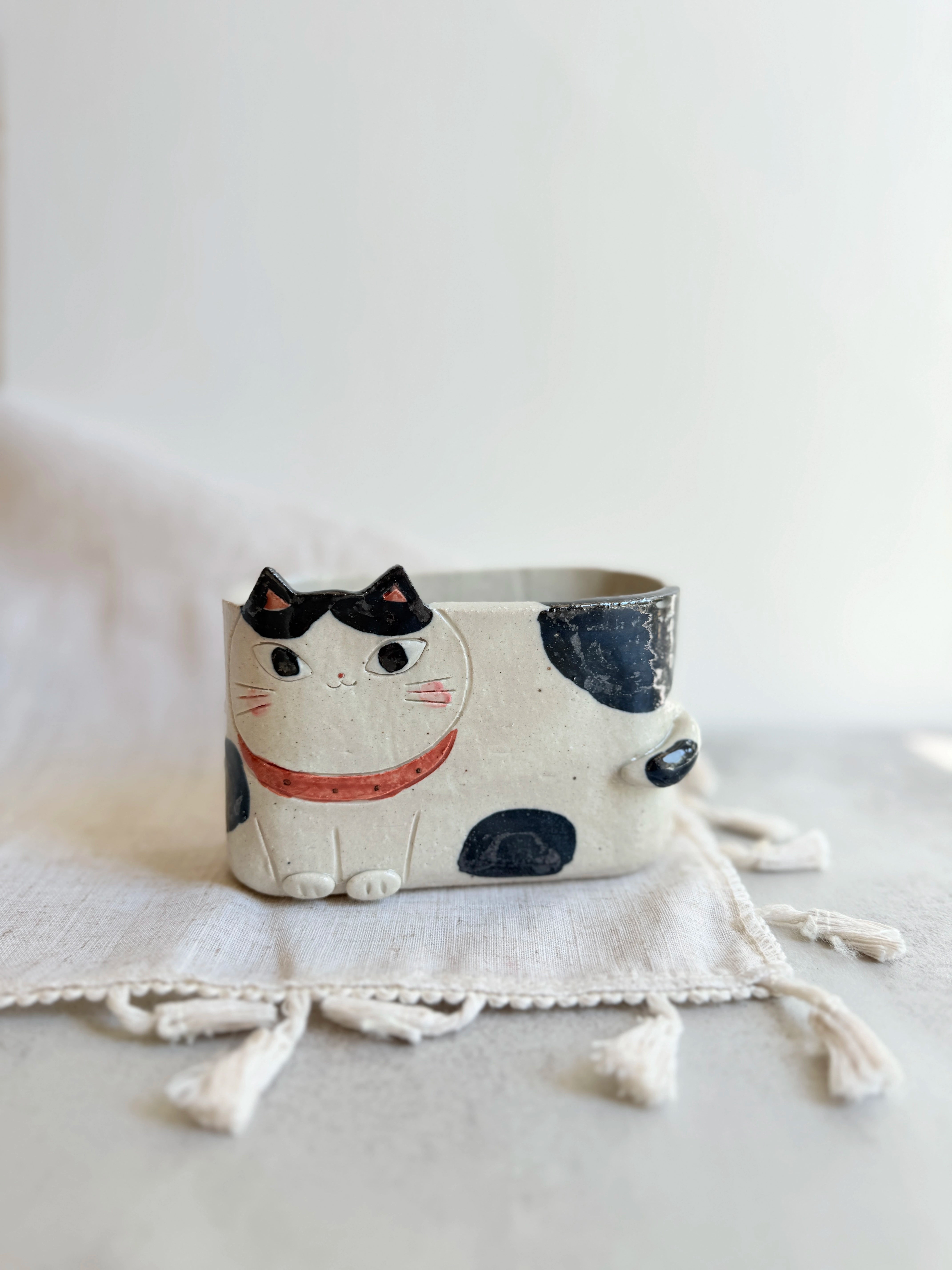 Handmade Ceramic Cat Incense Holder - Above the Table