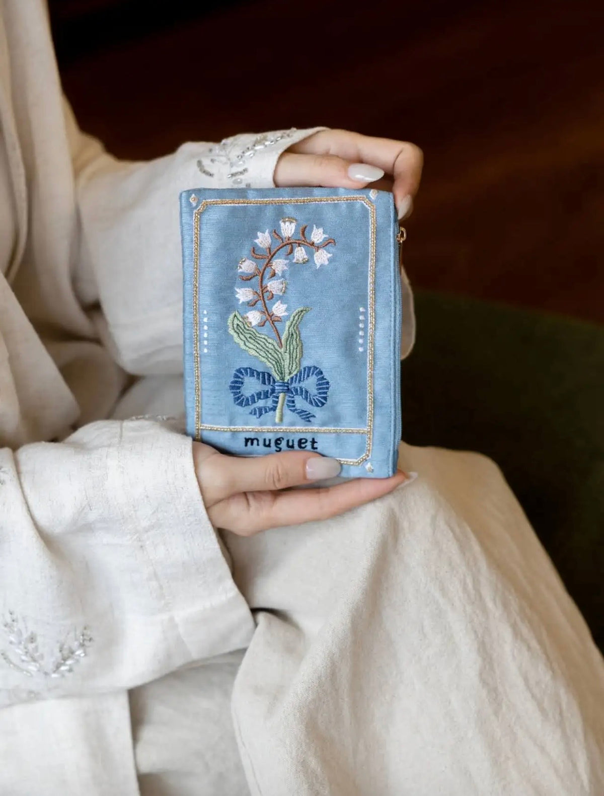 Botanical Embroidery Small Wallet