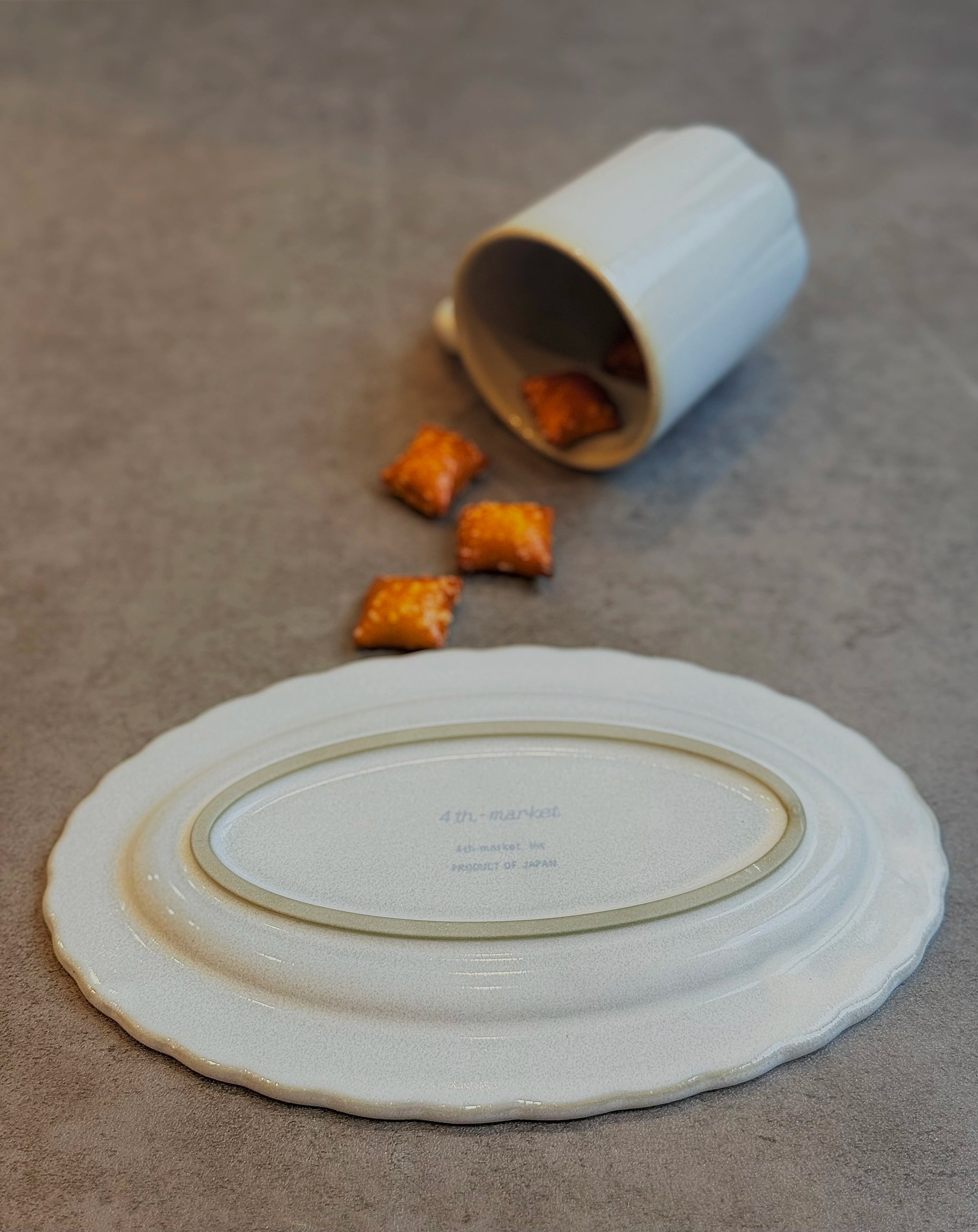 Shirotsumekusa Oval Saucer - Above the Table