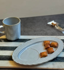 Shirotsumekusa Oval Saucer - Above the Table